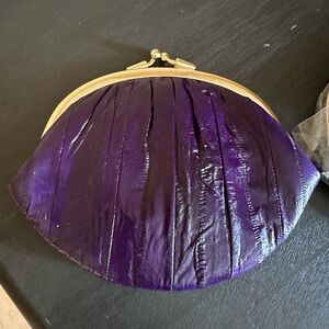 New Old Stock Purple made in Korea Eel Skin Clutch